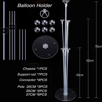 

5 Set 7 Tubes Balloons Holder Column Stand Clear Plastic Balloon Stick Birthday Party Decor Kids Wedding Balloons Supporting Rod