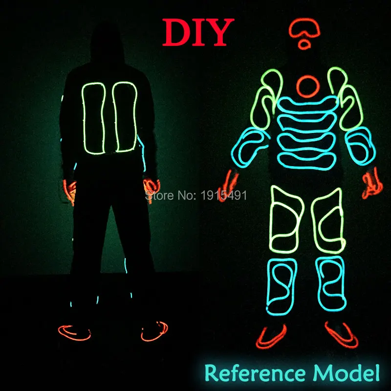EL Suit Funky Popular EL Wire Glowing Monkey King Clothing Neon Led Strip Cosplay Glamorous Costume for Christmas Celebration