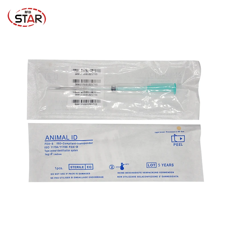 

20pcs1.4*8mm cheap Fdx-b Animal ID Microchip Pet Syringe 134.2KHz EM4305 RFID Animal Injector For Dog Cat Fish Pig