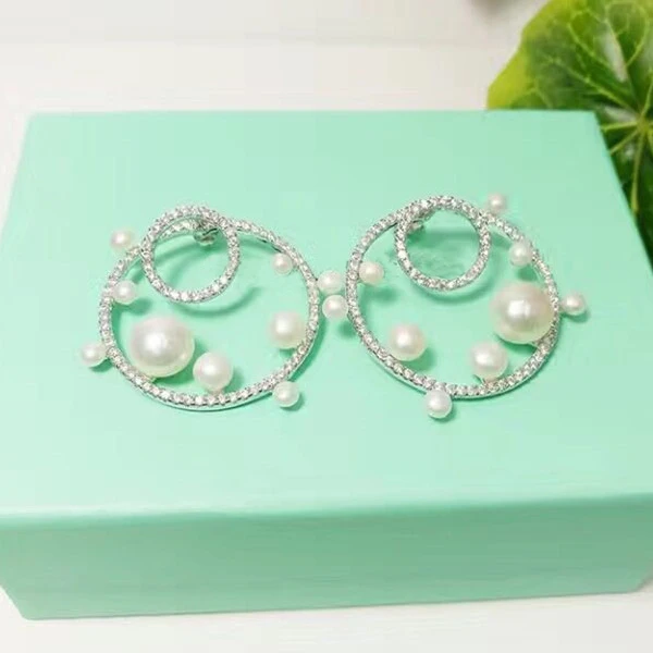 

Designer Fashion 925 Sterling Silver Jewelry 3A Cubic Zirconia Party Shell Pearl Earring