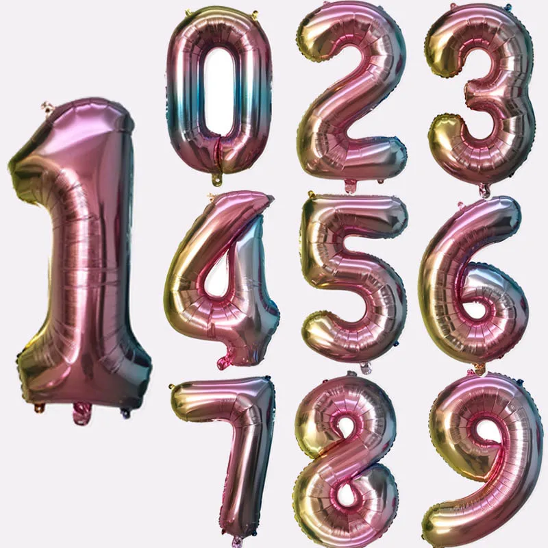 32/40 дюймов 0123456789 воздушные шары из фольги в виде цифр золотой розовый цифра Гелиевый шар на день рождения украшения для взрослых детей гигантский майлар балон