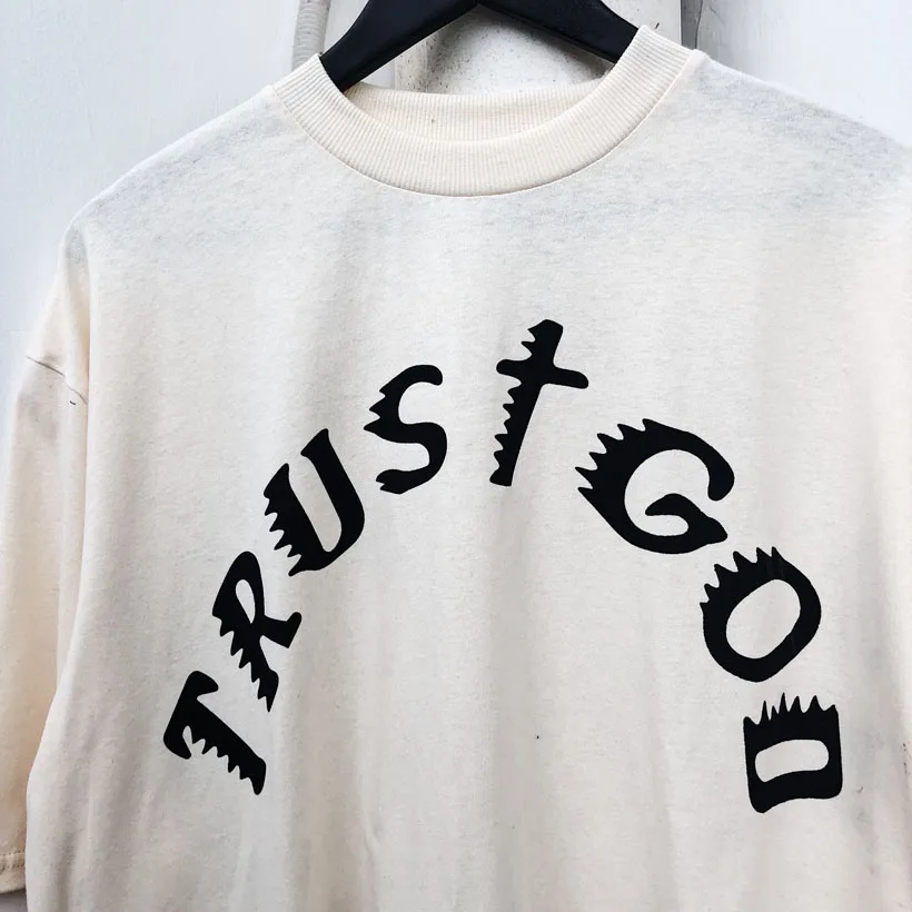 19ss Kanye West футболка Trust God Sunday service Святой Дух CPFM футболки летний стиль
