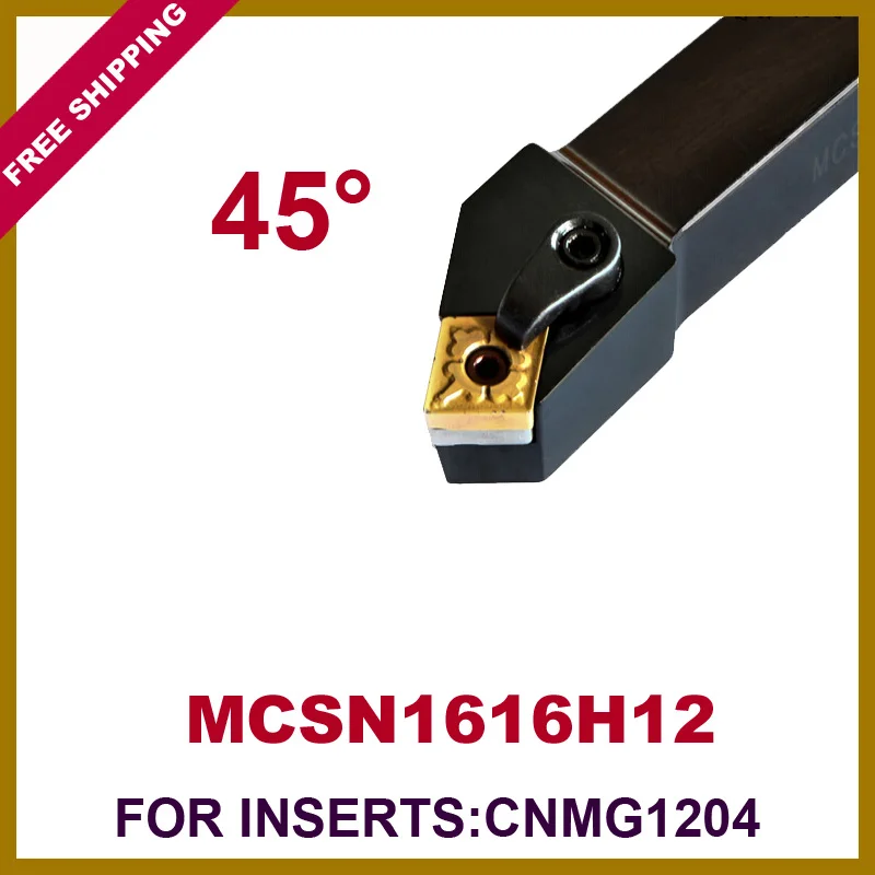 

Free Shipping MCSN 16*16*100mm 45 Degree External Lathe Tools Holder Suit for CNMG1204 Turning Inserts