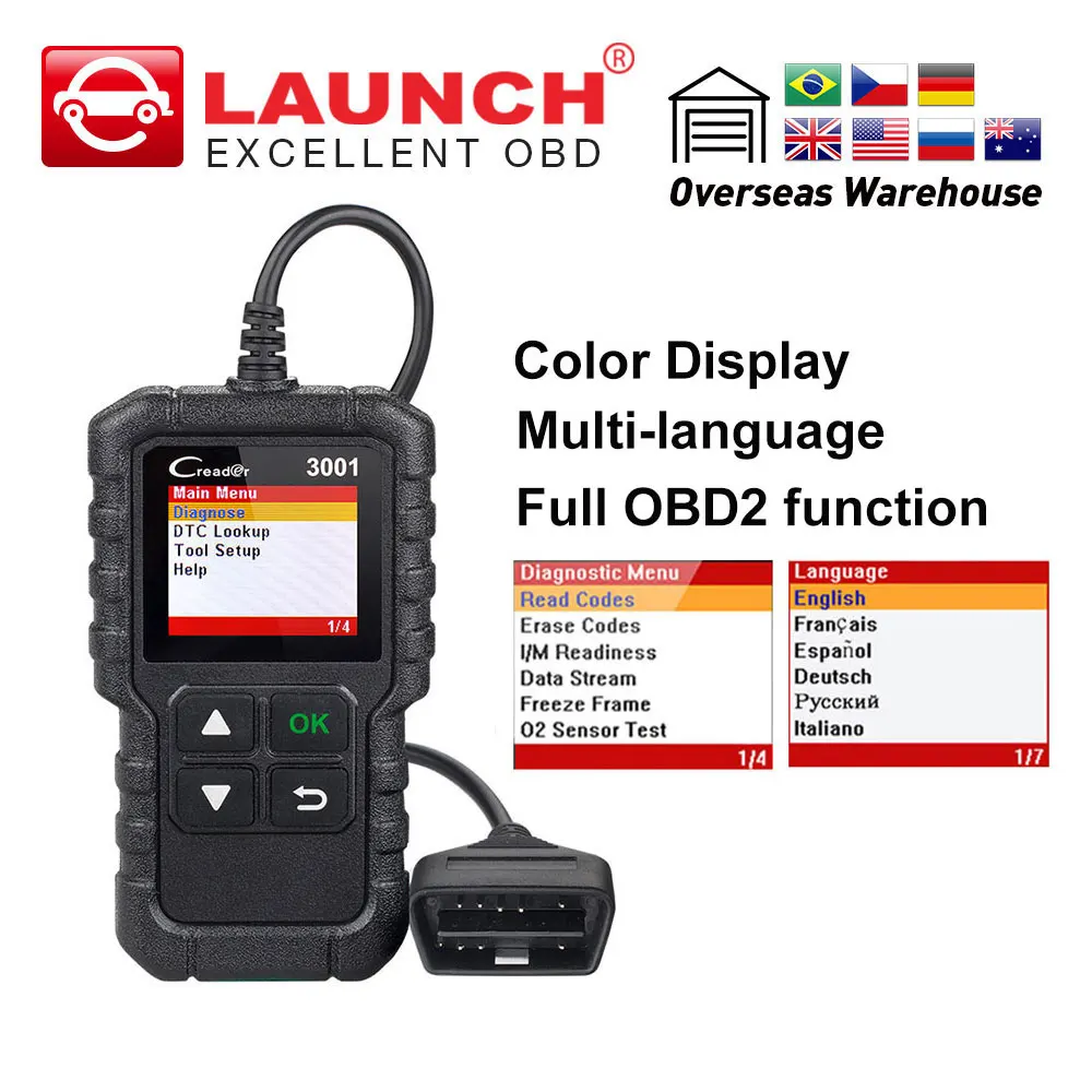 LAUNCH X431 CR3001 OBD2 scanner Provide OBDII/EOBD full function