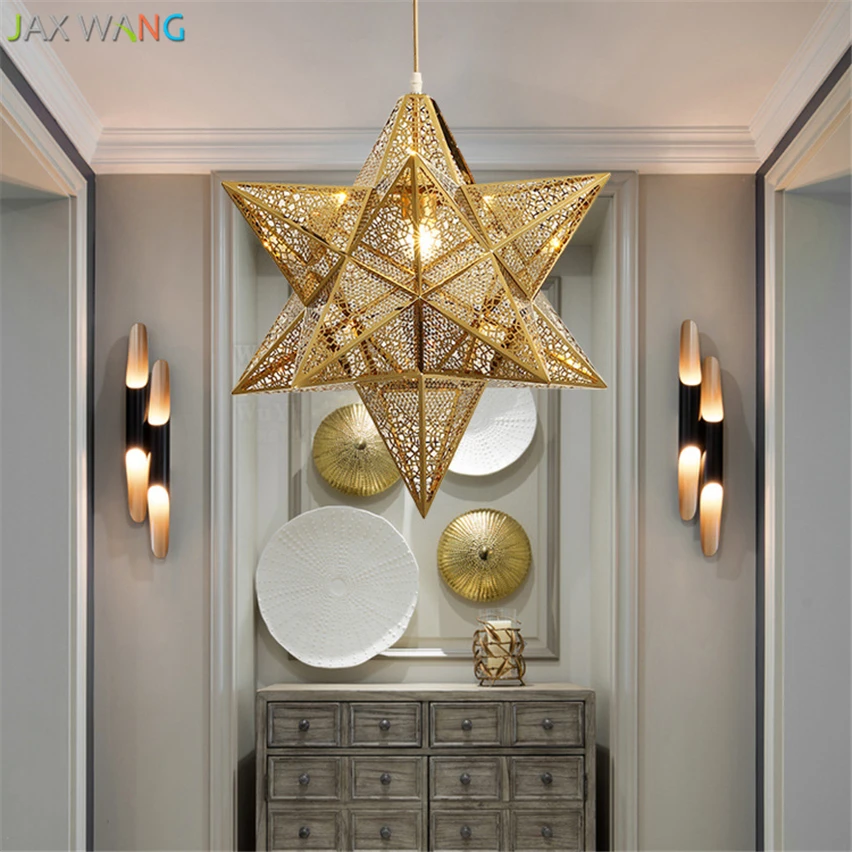 Современный Креативный подвесной светильник из нержавеющей стали со звездами для гостиной, ресторана, бара, декоративное освещение для дома