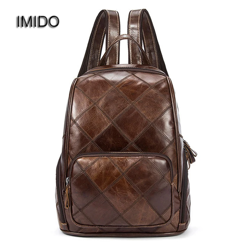 

IMIDO Brand Design Genuine Leather Women Backpack for Ladies travel Bag Girls School Bag Luxury Mochila Feminina Coffee SLD083