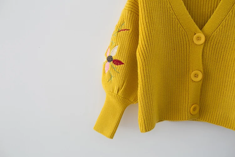 Новая одежда для маленьких детей вязаный кардиган ярких цветов для мальчиков и девочек свитер с вышивкой детская верхняя одежда из хлопка на весну и осень