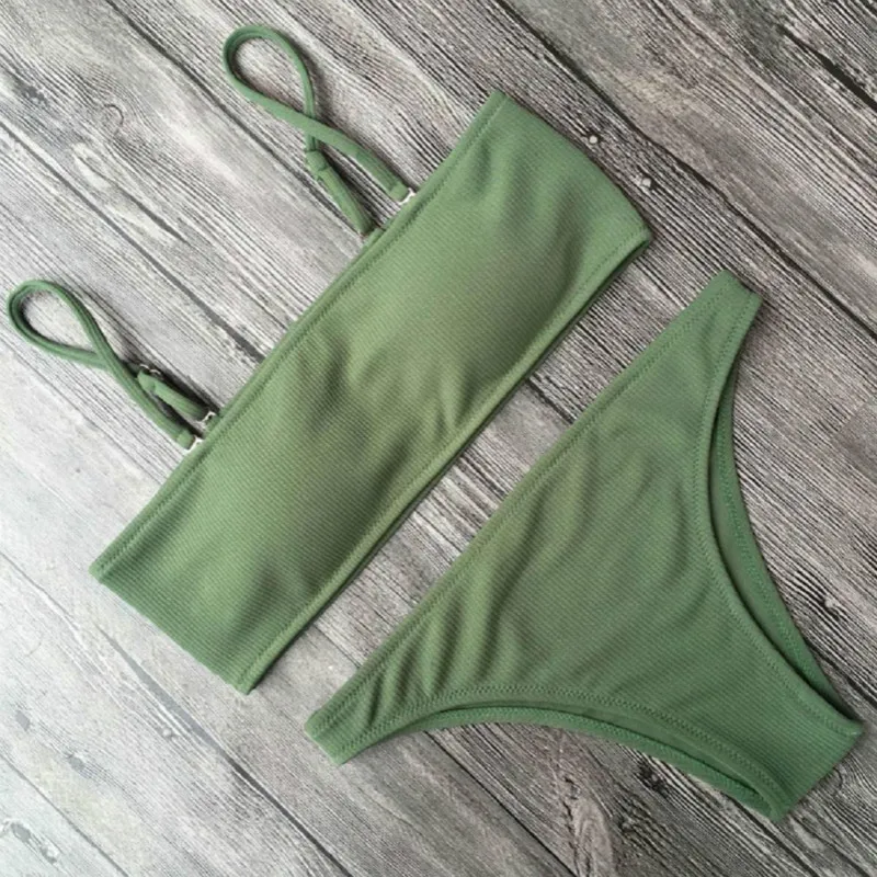

2018 New Sexy Women Swimsuits Pop Solid Padded High Waist Bandage Bikini Push-up Swimsuit Bathing 2pcs Set Swimwear