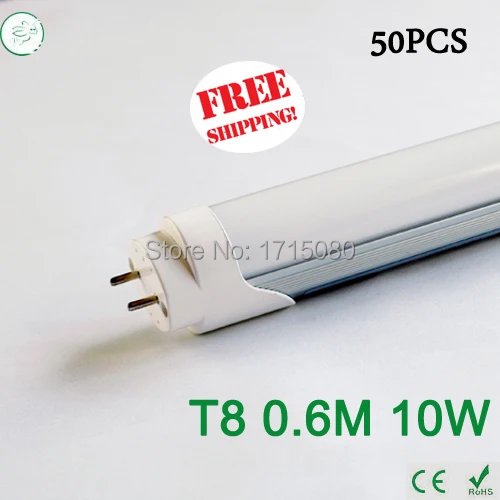

50pcs/lot T8 led Tubes 600mm 10W SMD 2835 Led Bulbs lights Fluorescent Tubes AC85~265V for indoor led lighting via FedEx
