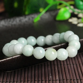 

Pale green jade round bead bracelet men and women Burmese jade beads beaded Bracelet Hand Accessories