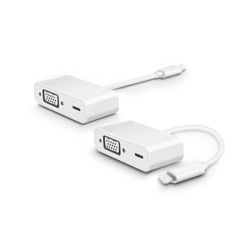  For iPad iPhone 8Pin Interface to VGA Adapter 1080p HD Video Converter Adaptor For iphone5s/6/6s/7/