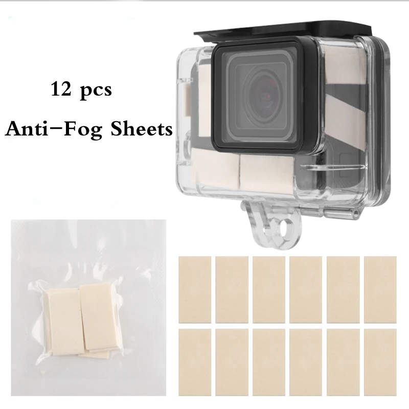 

Anti Fog Sheet Inserts - 12 pcs of Reusable Moisture Absorbing Strips - Humidity Removing Defogger for Camera Underwater Housing