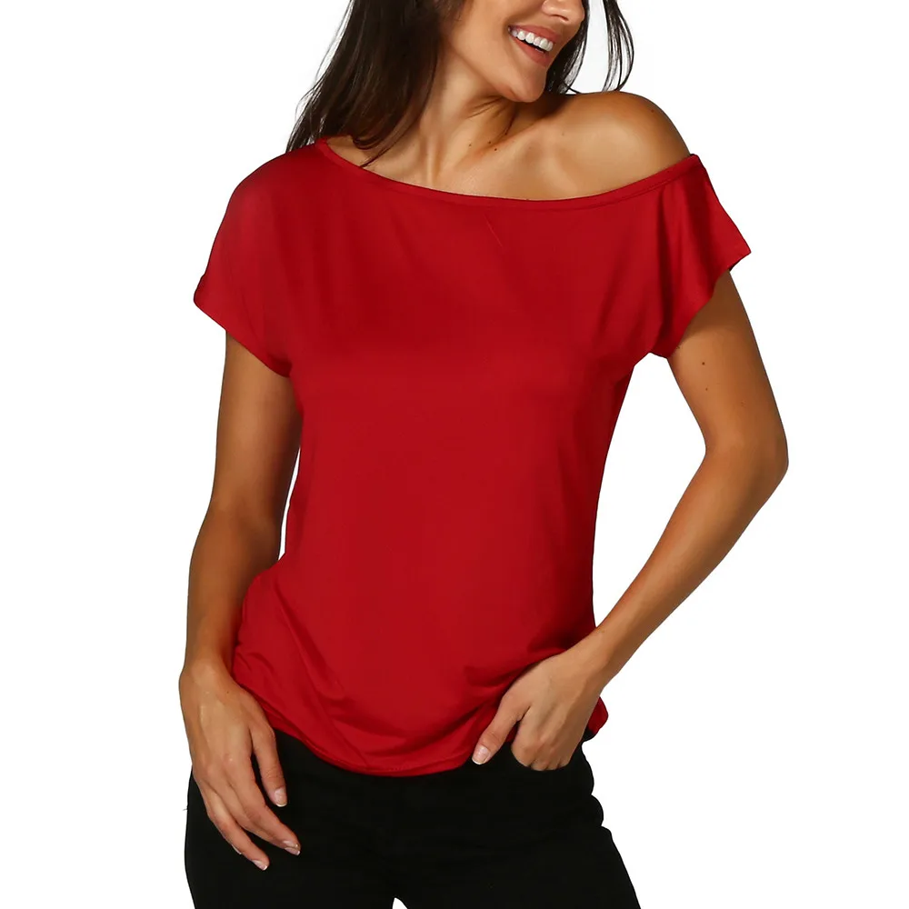 HOT SALE women's blouses and shirts 2019 Solid Laides Off Shoulder Shirt Blouse Summer Blouse Top blusa feminina 6 Color A20