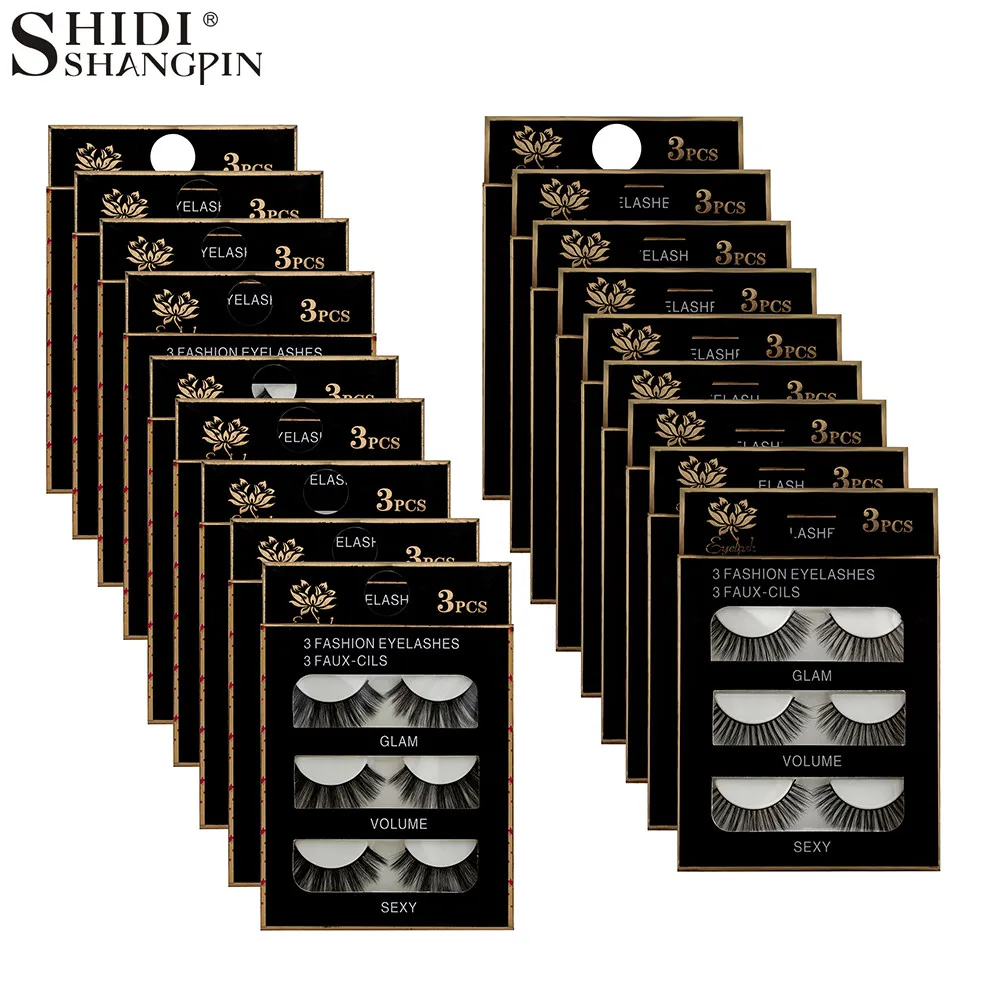 

SHIDISHANGPIN 3 pairs Mink Eyelashes 10mm Handmade False lashes Natural Full Eyelash With Giftbox