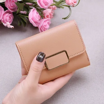 

1 Pcs Women Lady Student Wallet Purse Short Design Solid Color Coin Money Cards Holder MSJ99
