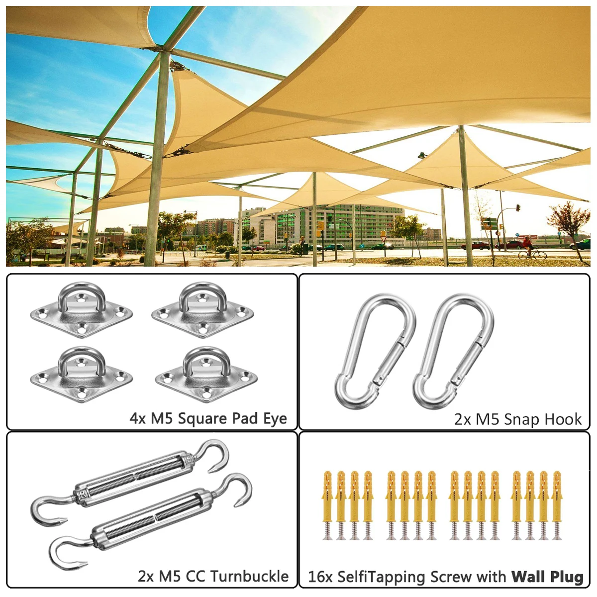 New Metal Fittings Stainless Steel Sun Sail Sun Shelter
