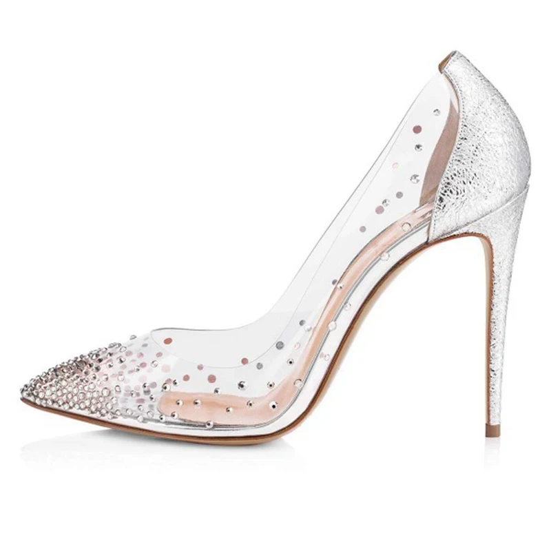 clear pumps with rhinestones