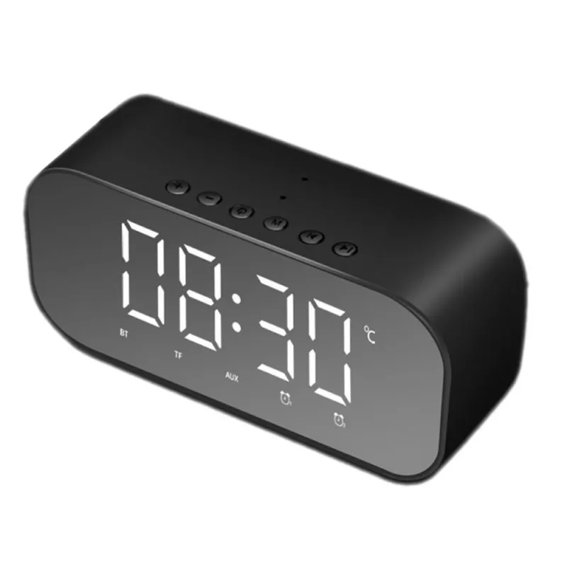

Wireless Bluetooth Speakers with Clock Home Mini LED Display Digital Table Alarm Clock for Office Bedroom new