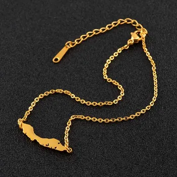 

Anniyo Gold Color/Silver Color Curacao Map Pendant Necklaces for Women Jewelry Maps Gifts #047321