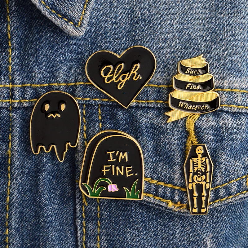 

Brooch metal Coffin Tombstone Brooches Accessories Icons On Clothing T-shirt Clothes Bag Backpack DIY Personality