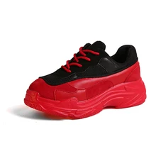 SWONCO/женские кроссовки на платформе; черные/массивные кроссовки для женщин; коллекция года; весенняя обувь; белые повседневные женские кроссовки на красной толстой подошве