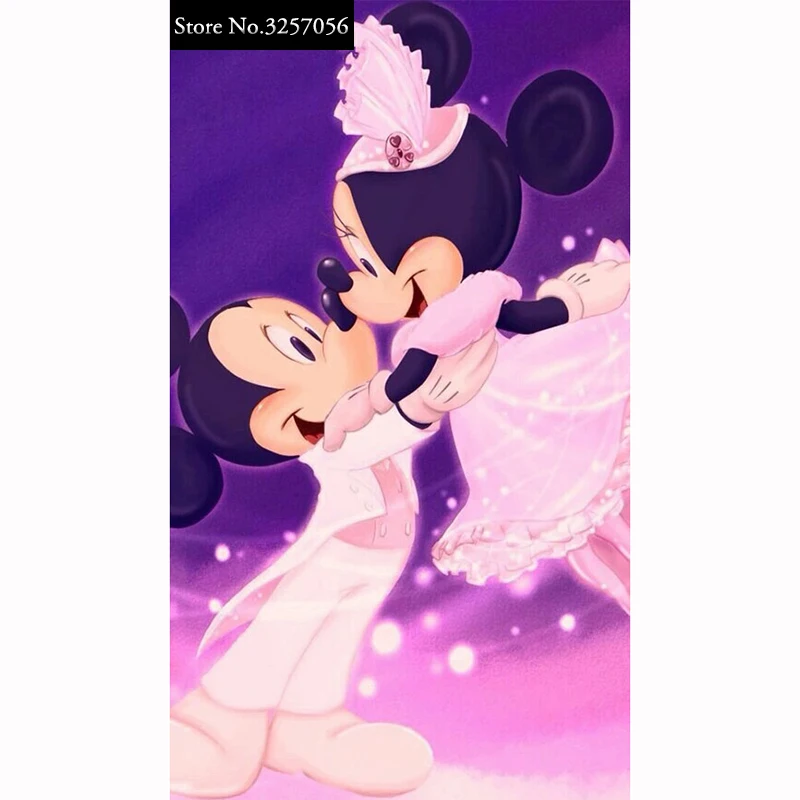 

Needlework Diy Diamond Painting Cartoon Mickey Mouse Cross Stitch Embroidery Full Round Rhinestone Mosaic Picture Decor Gift