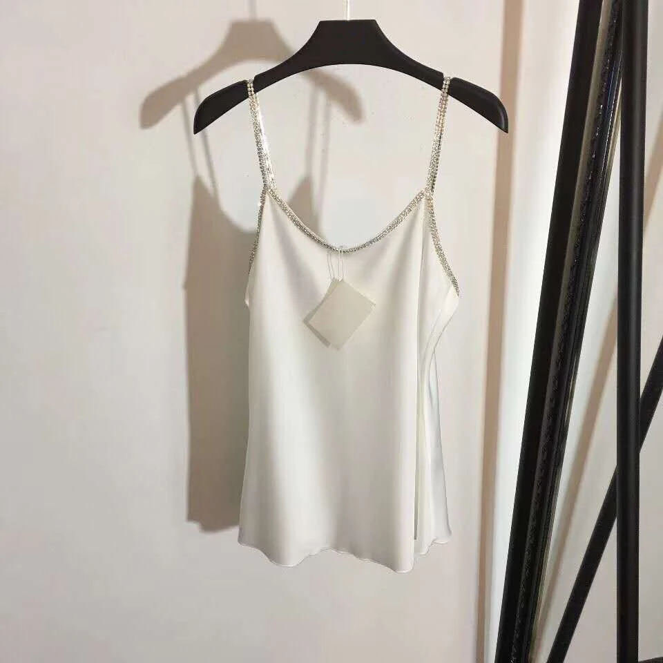 

2019 new fashion women soft diamond white camisole