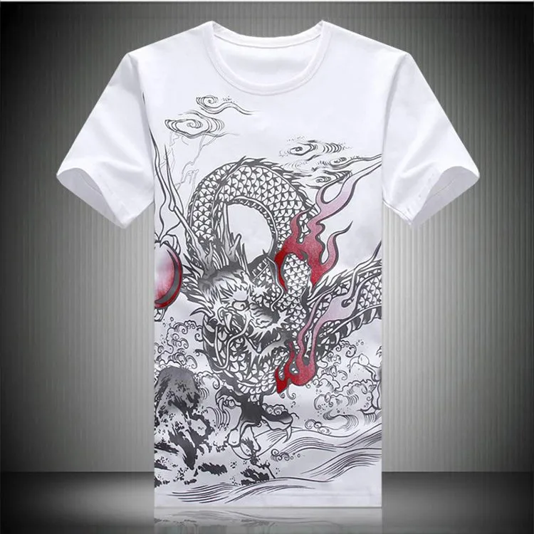 Персонализированные в китайском стиле с изображением дракона модные футболки homme лето новое поступление качественные хлопковые футболки мужские M-XXXXL