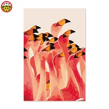 Diy цифровая картина маслом по номерам рисунок картина ручной работы декоративная картина на стену танец фламинго