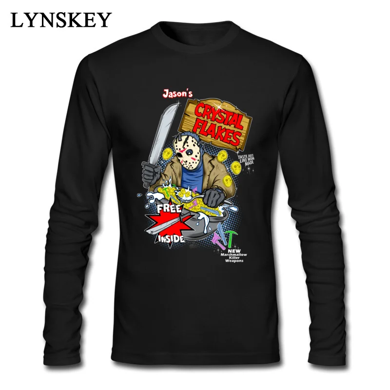 Latest Funny Tops Tees O Neck Summer Cotton Fabric Long Sleeve T Shirt for Men Jasons Crystal Flakes Birthday Tee Shirts Jasons Crystal Flakes black