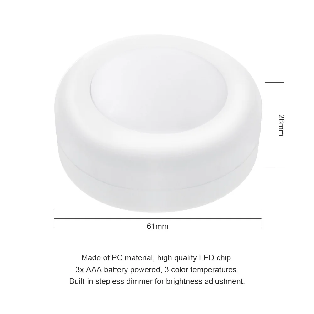 Светодиодный светильник для шкафов 3 цвета беспроводной датчик касания с регулируемой яркостью дистанционное управление шайбы лампы для гардероба Прихожая Кухня Освещение