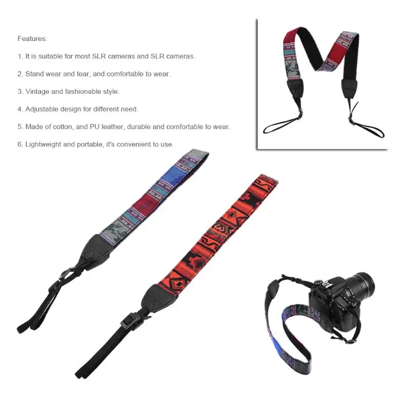 

Universal Adjustable Vintage Ethnic Style Camera Shoulder Neck Belt Strap for Canon Nikon Sony SLR Cameras Strap Band