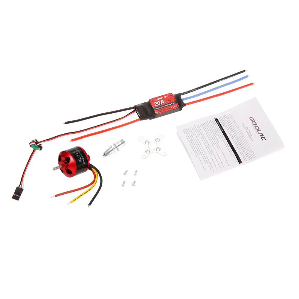 GoolRC A2212 1400 2200 1000 930KV бесщеточный двигатель и 30 20A 5V 3A BEC 2 4S ESC для радиоуправляемого