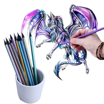 

12 PCS/Set Professional Metallic Colored Non-toxic Drawing Pencils for Drawing Sketching Set Stationery Colour Pencils Gift