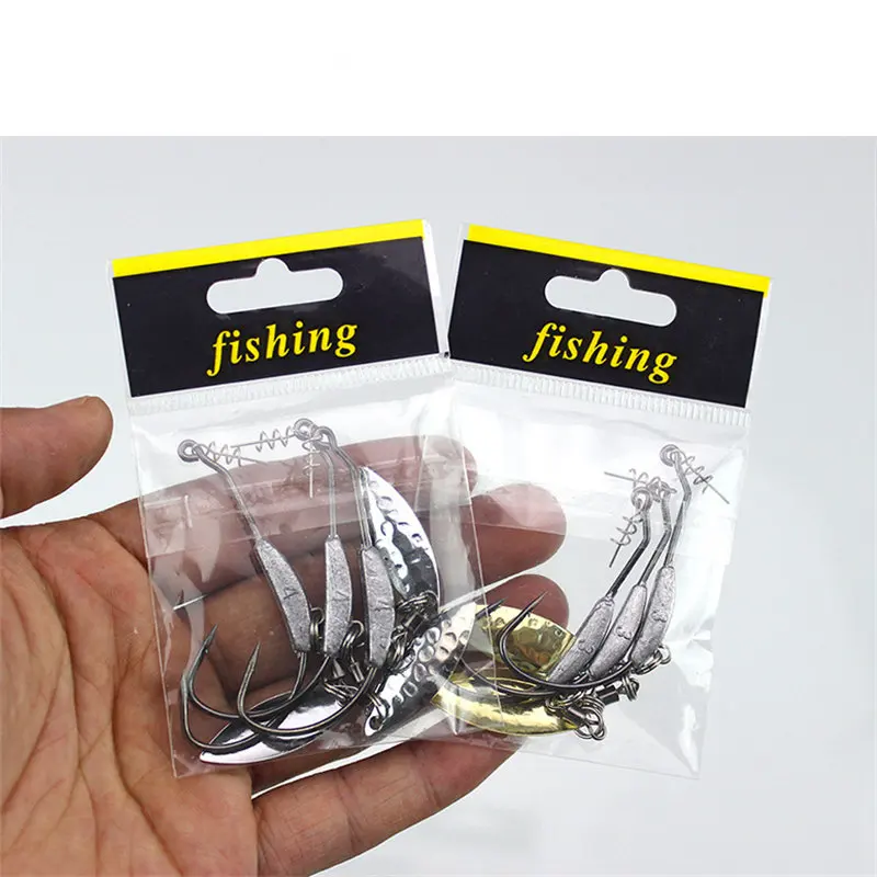 3pcs/lot 4.5g 5.5g 7.2g New style Wide belly crank hooks with lead Barbed hook plus sequins single fishhooks