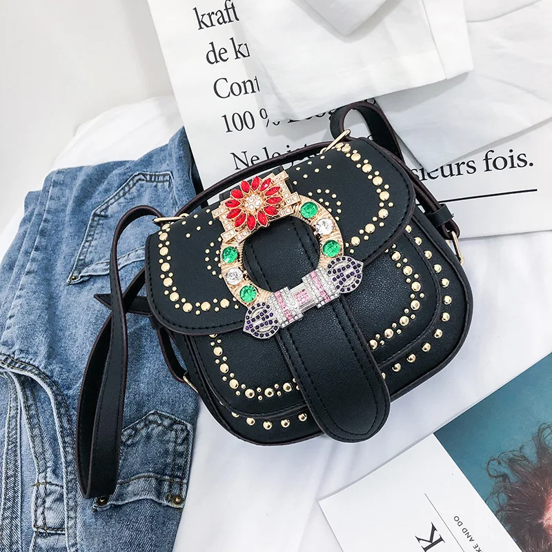 

High Quality Female Shoulder Bags Ladies PU Leather Handbag 2019 Designer Luxury Rivet Bags Brand Leather Female Crossbody Bag