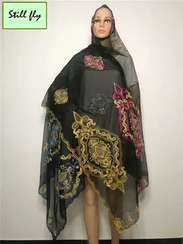 

New Arrival african scarf for women soft nigerian gele head tie with beads embroidered tulle lace fabric 3piece/lot JF-35