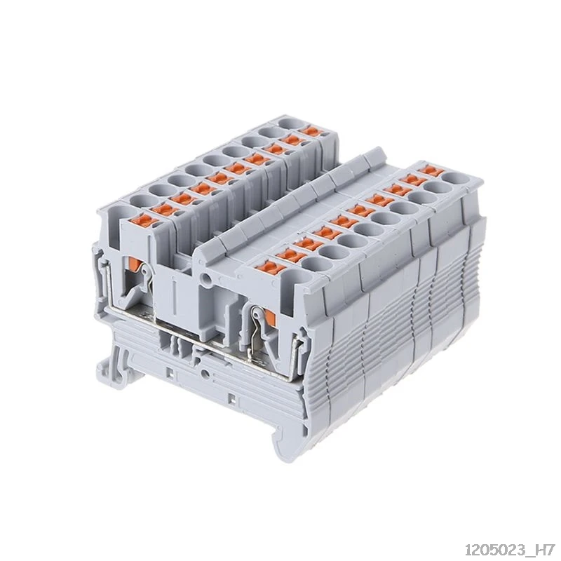 

10pcs/set PT 2.5 Push-In Din Rail Mounted Terminal Blocks Spring Screwless Feed Through Electrical Components And Parts