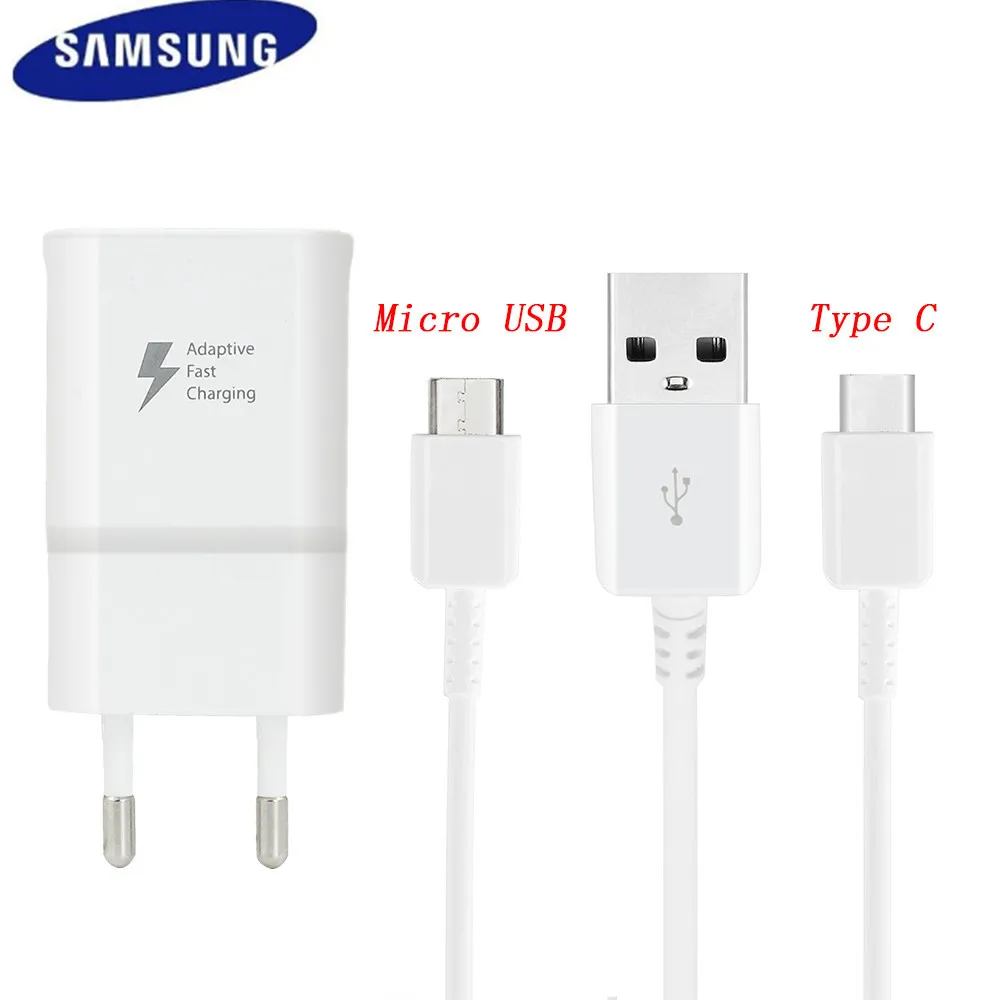 

9V 1.67A USB Adaptive Fast Charge Adapter Original Micro/TYPE C Cable For Samsung Galaxy S6/S7/S8 S9 Plus/Note 4 5 8 A3 A5 A7 A8