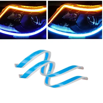 

Daytime Running lights 2 Pieces Flexible Ultra Thin Waterproof COB Fog Lamp Strip Car Turn Signal Lamp Headlights Car styling