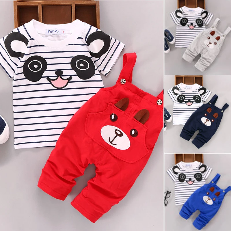 

Newborn Baby Boy Girl Bear Outfits Clothes Tops+Bib Pants Overalls Sets Cute 2PCS