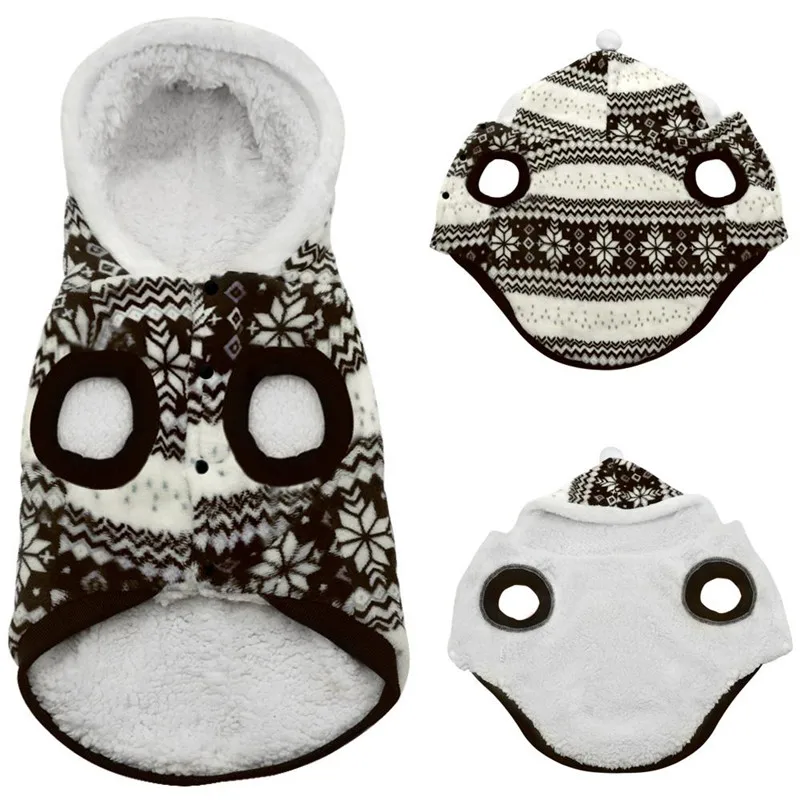 Hot Selling Winter Warm Pet Dog Coat Clothes Cozy Snowflake Christmas Hoodie Sweater Costume Teddy Hoodie Dog Coat Pet Clothing03