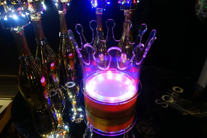 15%, Корона светодиодный Золотой Корона Чехлы для бутилок вина сверкающие шампанского Декор лампы Крышка барная Бутылка пробка ведро льда вечерние/свадебные