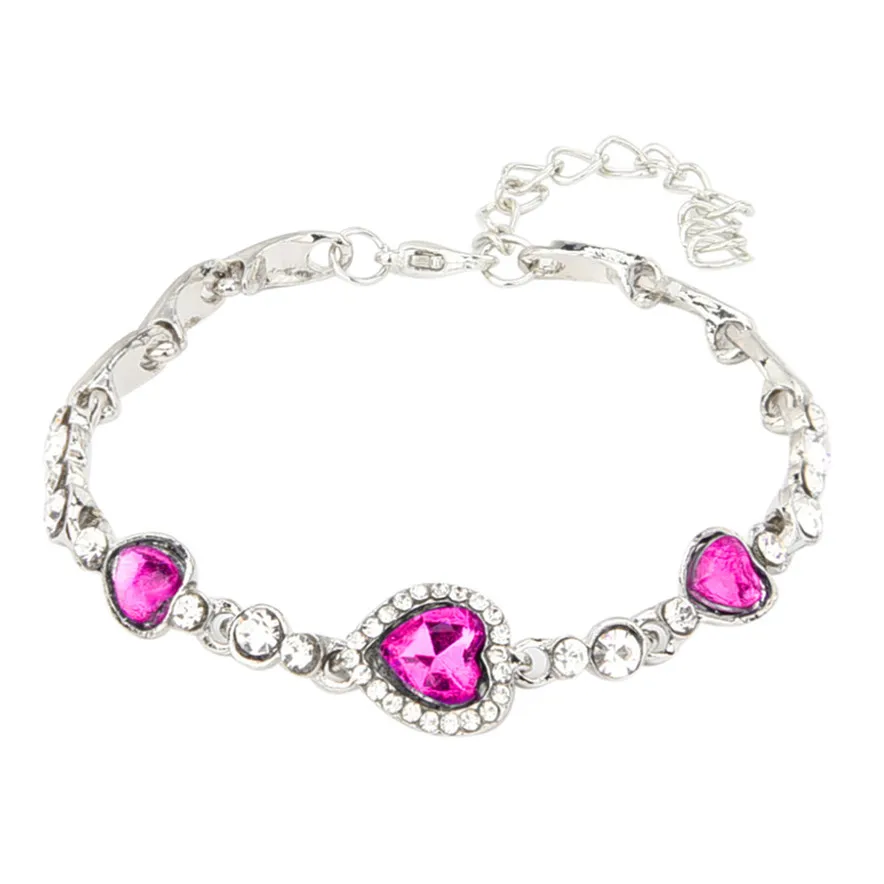 

Stylish Bar Women Ocean Blue Crystal Rhinestone Heart Bangle Bracelet pulseras mujer moda 2019 bracelets femme #0308