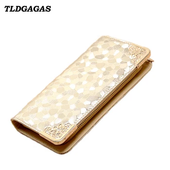 

TLDGAGAS New Fashion Long Women Wallet With Stone Pattern Zipper Female Embossed Clutch Bag Women Coin Purse Card Handbag