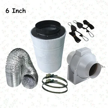 

6 Inch Mix Flow Plastic Inline Fan & Carbon Air Filter Ducting for Grow Tent Kits Plant Growing Green House Duct Fan 110V/230V