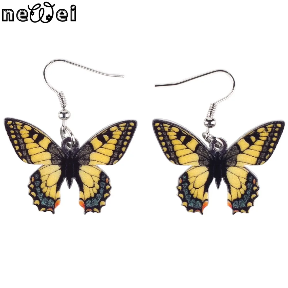 Newei Drop Butterfly Earrings Acrylic Pattern Long Danlge Charm Animal New 2016 Novelty Jewelry For Women Decoration | Украшения и