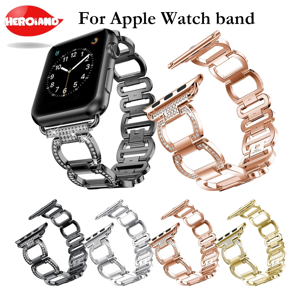 

Diamond Bracelet for Apple smartWatch i Watch Series 1 2 3 Band Rhinestone Stainless Steel Strap Type D 38mm 42mm Wristband 2018