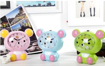

2 pieces Rilakkuma bear cartoon easily big face type double zero mute desk alarm clock high quality plastic material 6 colors