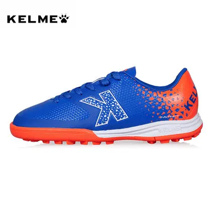 KELME/Размер 30-39, мужские футбольные бутсы для мальчиков и детей, футбольные бутсы TF, жесткие кроссовки, футбольные тренеры K98C - Цвет: Blue Orange